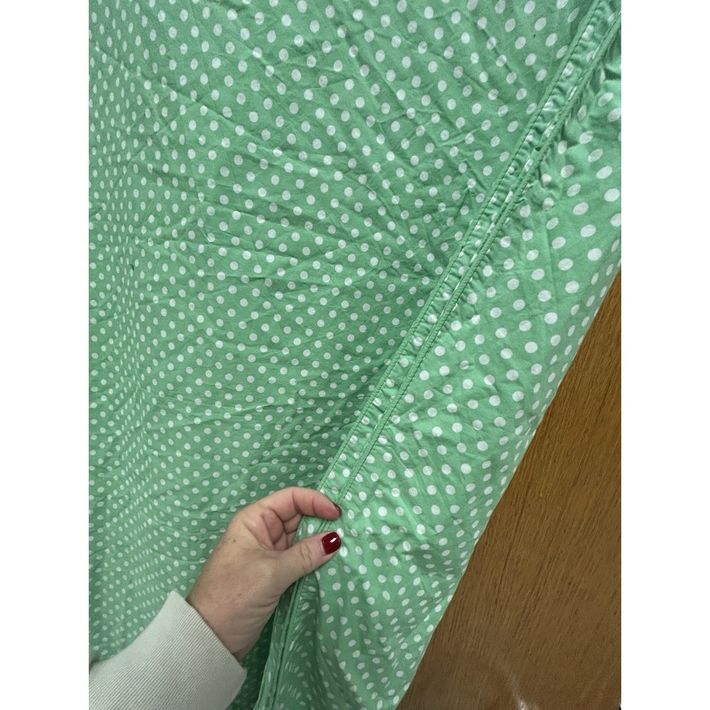 Pottery Barn Kids Twin Duvet Cover Organic Cotton Apple Green White Polka Dot - Picture 10 of 12